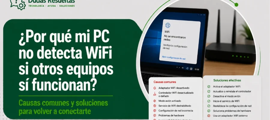 ¿Por qué mi PC no detecta WiFi si otros equipos sí funcionan?