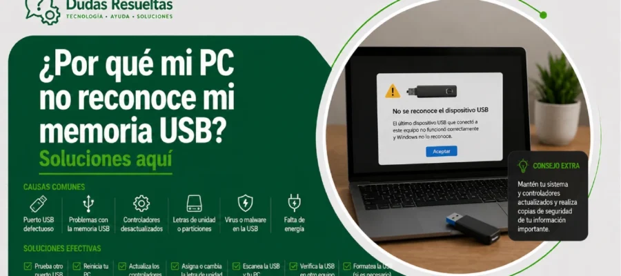 ¿Por qué mi PC no reconoce mi memoria USB? Soluciones aquí