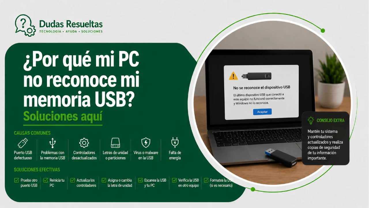 ¿Por qué mi PC no reconoce mi memoria USB? Soluciones aquí