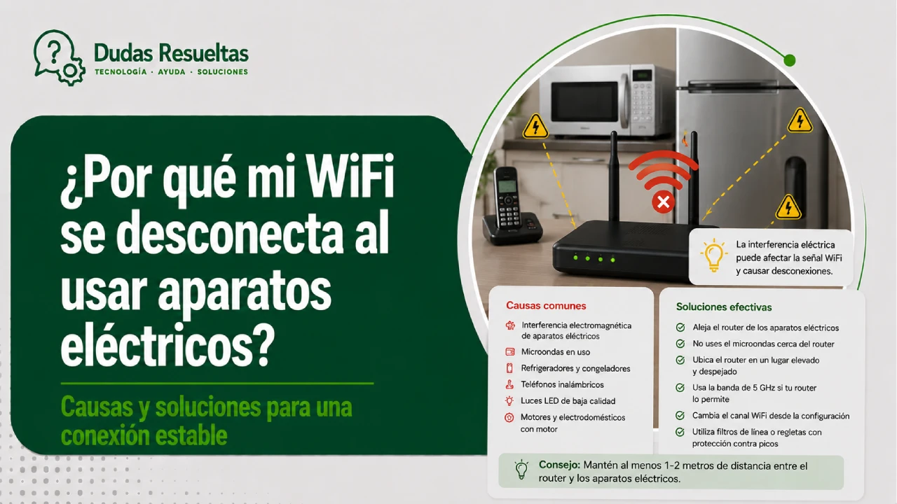¿Por qué mi WiFi se desconecta al usar aparatos eléctricos?