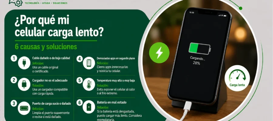¿Por qué mi celular carga lento? 6 causas y soluciones