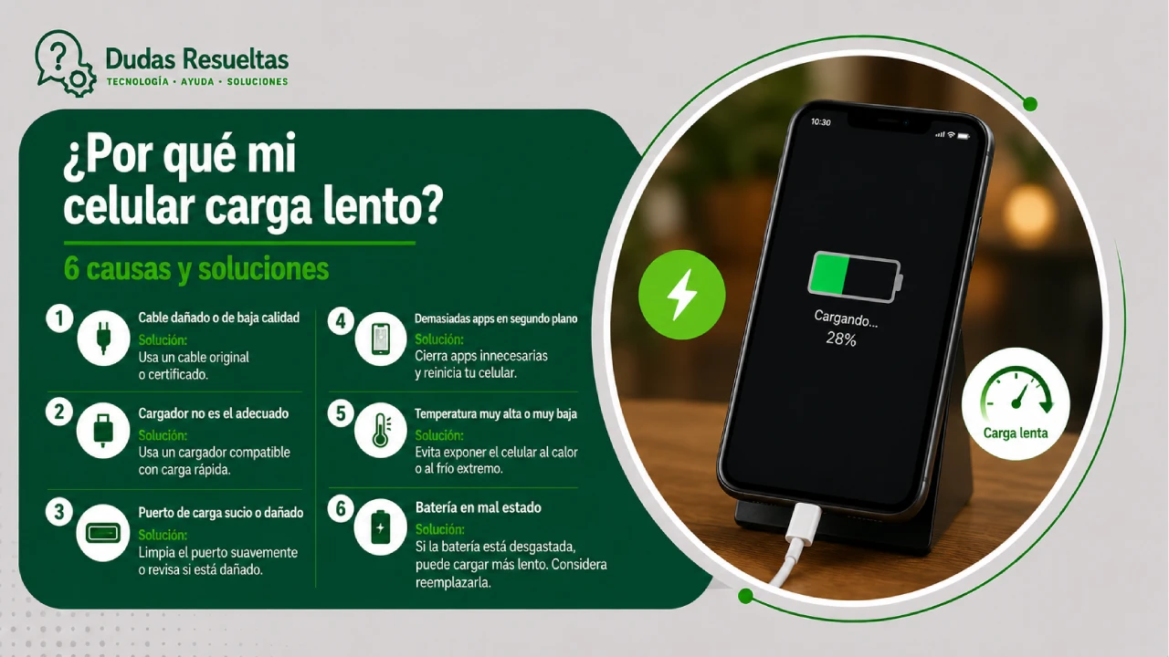 ¿Por qué mi celular carga lento? 6 causas y soluciones