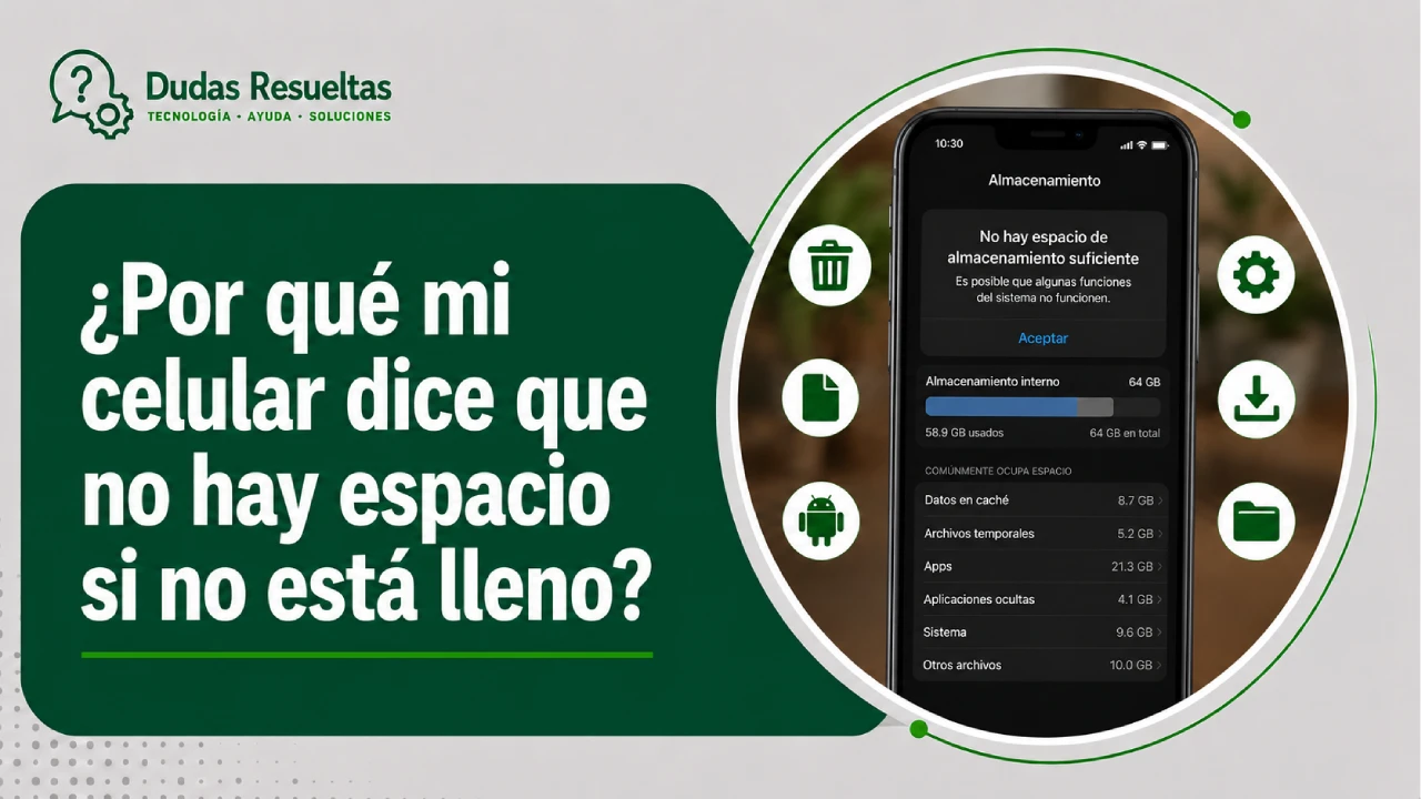 ¿Por qué mi celular dice que no hay espacio si no está lleno?