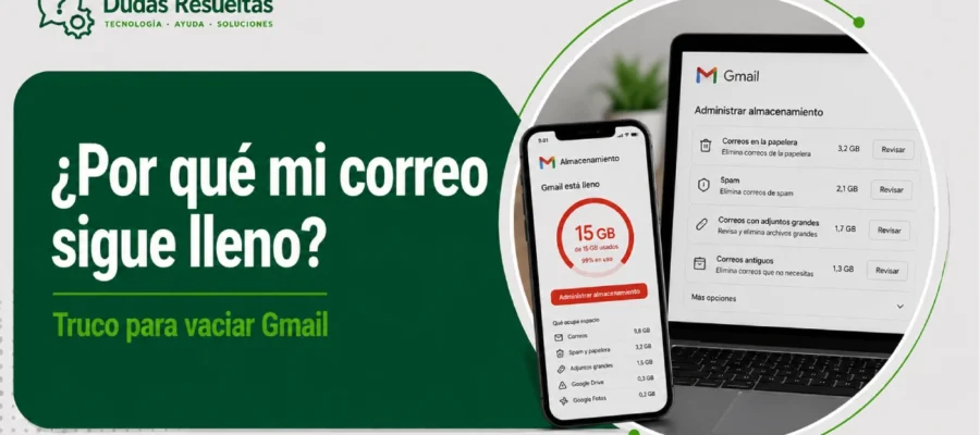 ¿Por qué mi correo sigue lleno? Truco para vaciar Gmail
