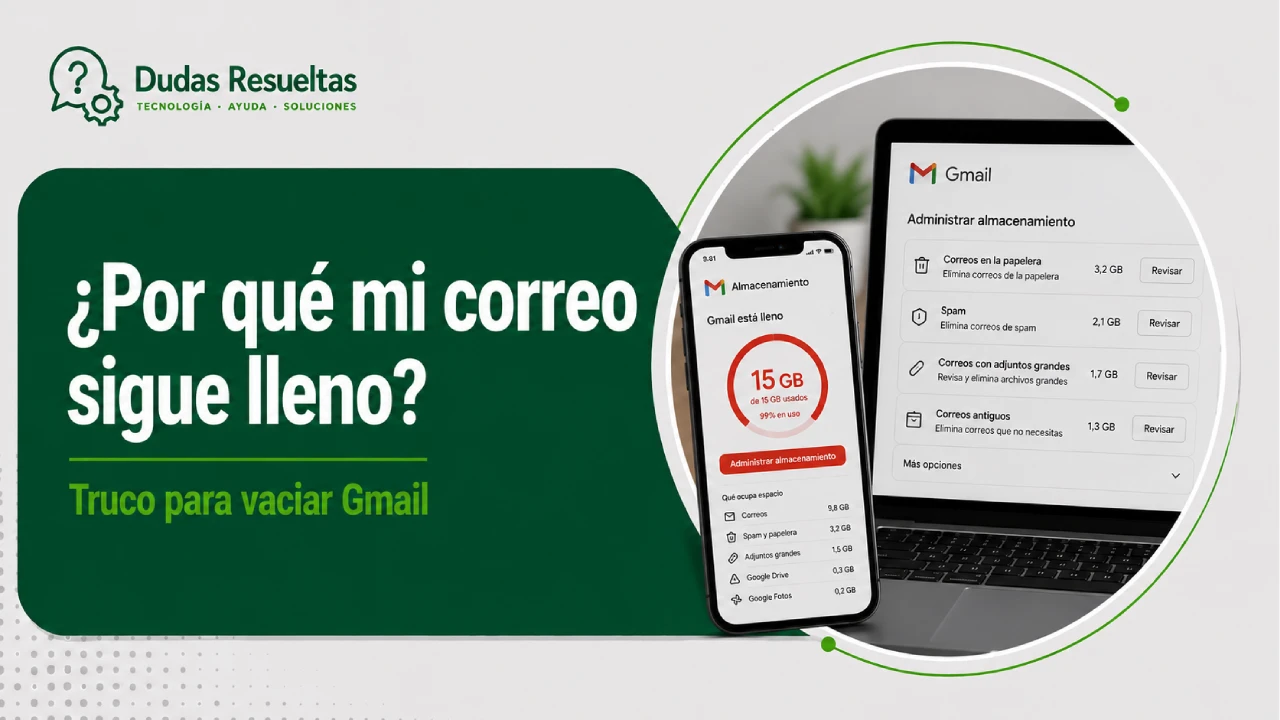 ¿Por qué mi correo sigue lleno? Truco para vaciar Gmail