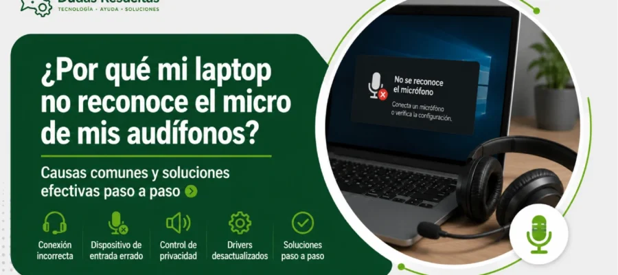 ¿Por qué mi laptop no reconoce el micro de mis audífonos?