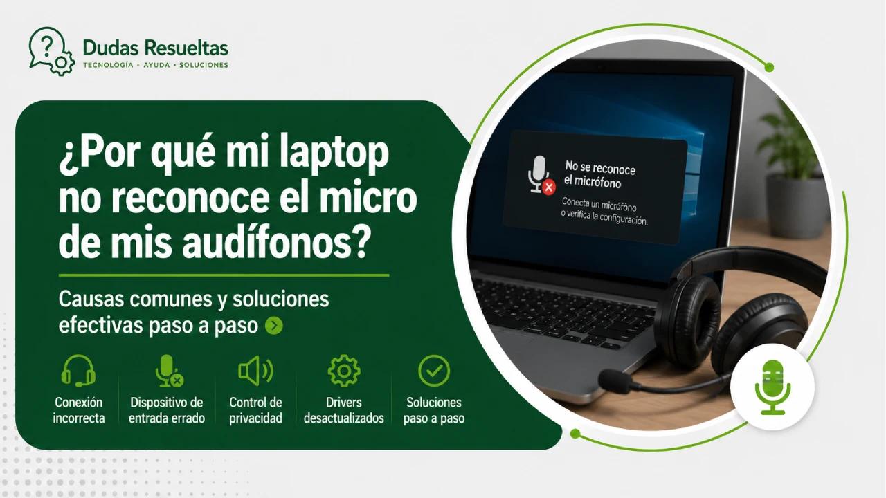 ¿Por qué mi laptop no reconoce el micro de mis audífonos?