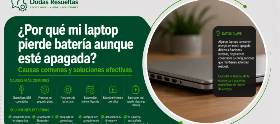 ¿Por qué mi laptop pierde batería aunque esté apagada?