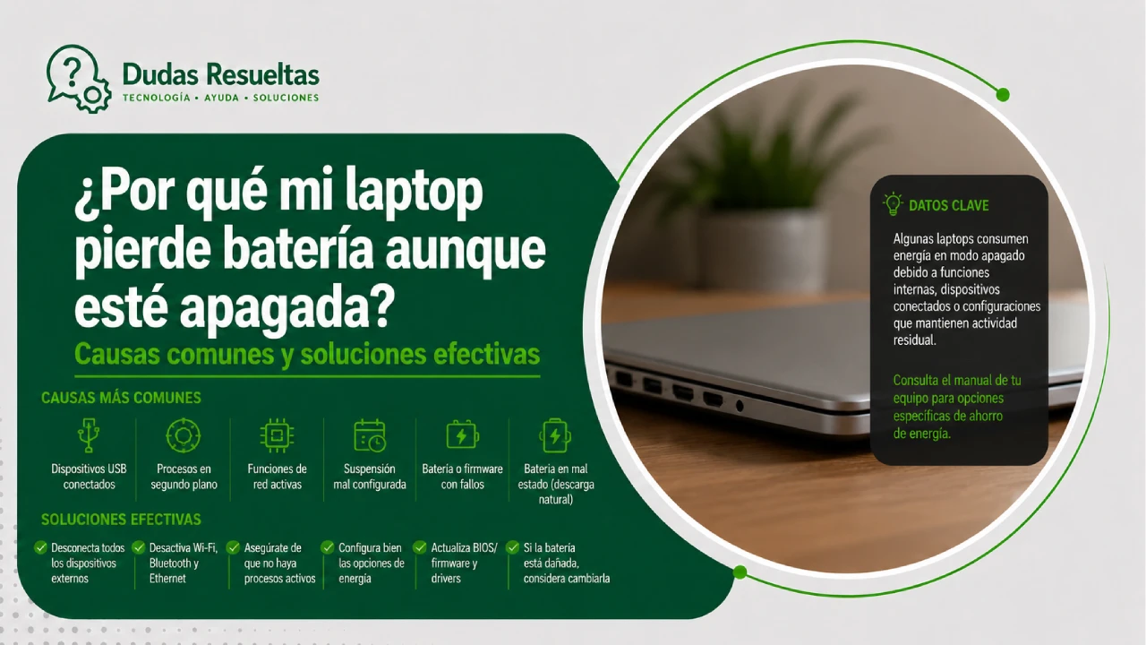 ¿Por qué mi laptop pierde batería aunque esté apagada?