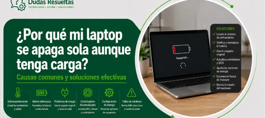¿Por qué mi laptop se apaga sola aunque tenga carga?