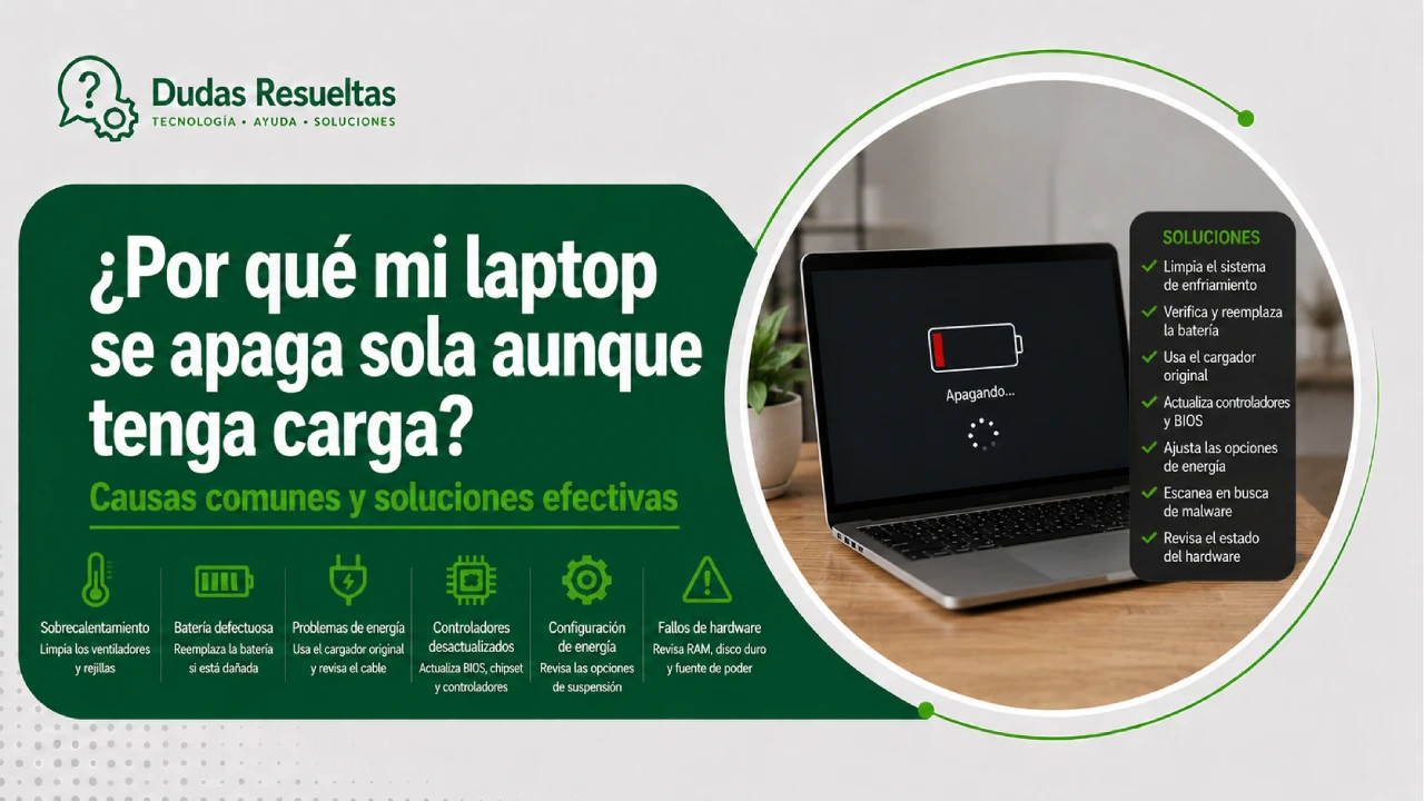 ¿Por qué mi laptop se apaga sola aunque tenga carga?