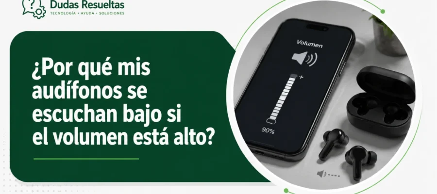 ¿Por qué mis audífonos se escuchan bajo si el volumen está alto?