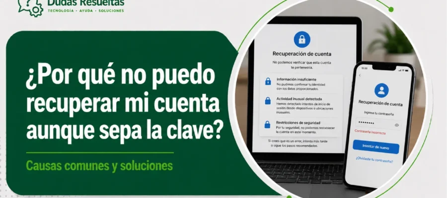 ¿Por qué no puedo recuperar mi cuenta aunque sepa la clave?