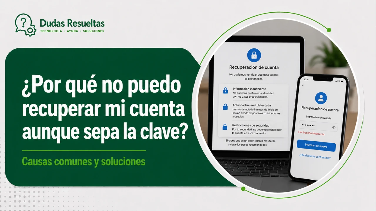 ¿Por qué no puedo recuperar mi cuenta aunque sepa la clave?