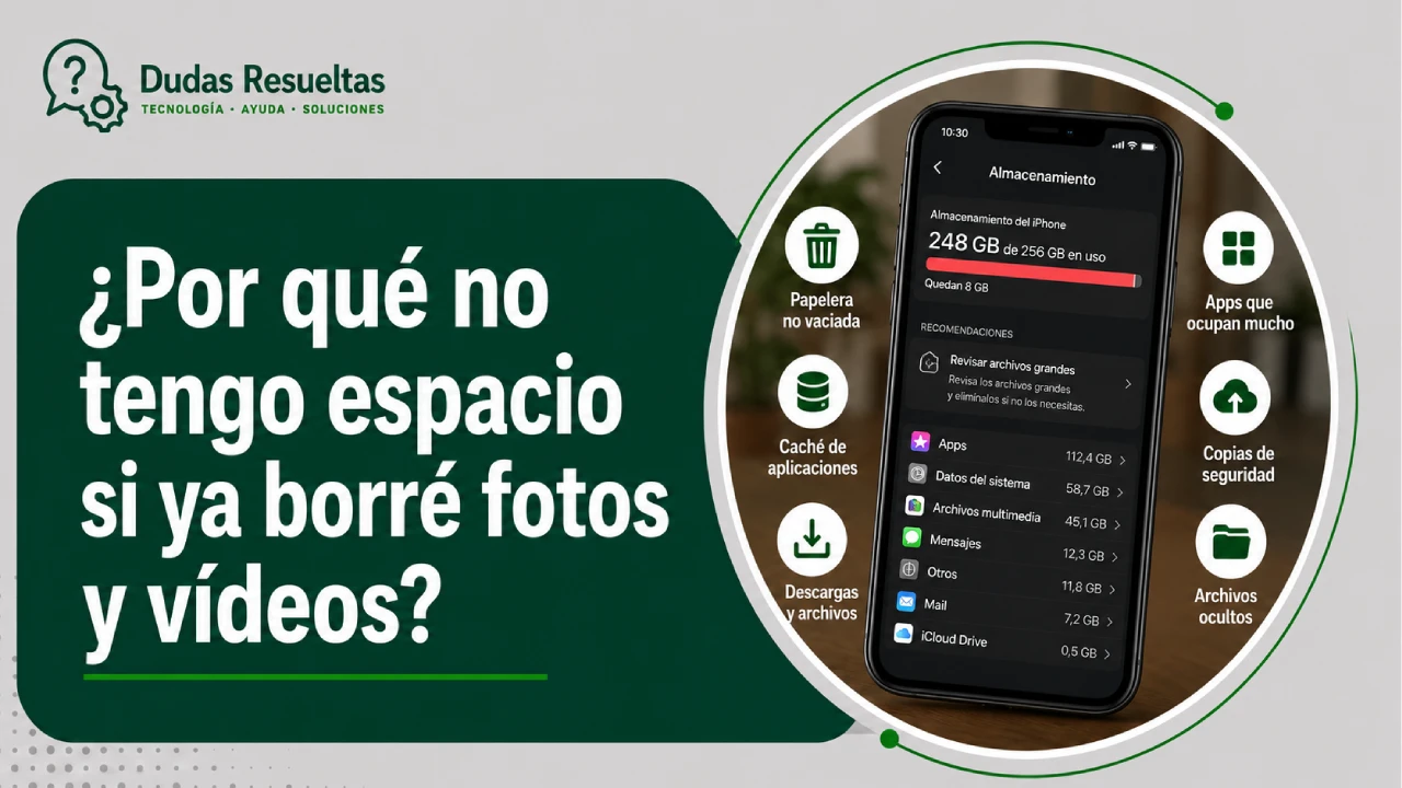 ¿Por qué no tengo espacio si ya borré fotos y vídeos?