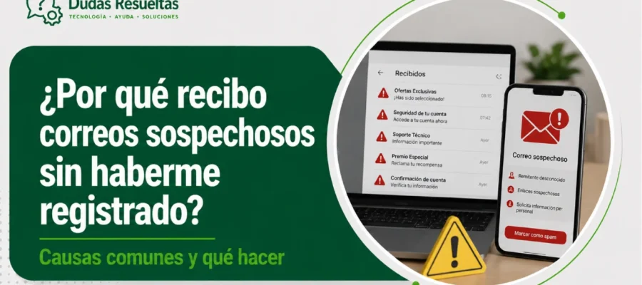 ¿Por qué recibo correos sospechosos sin haberme registrado?