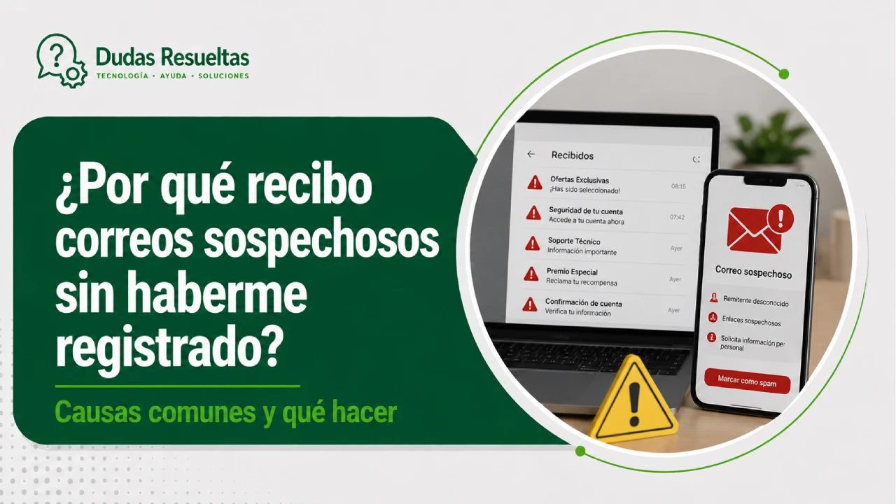 ¿Por qué recibo correos sospechosos sin haberme registrado?