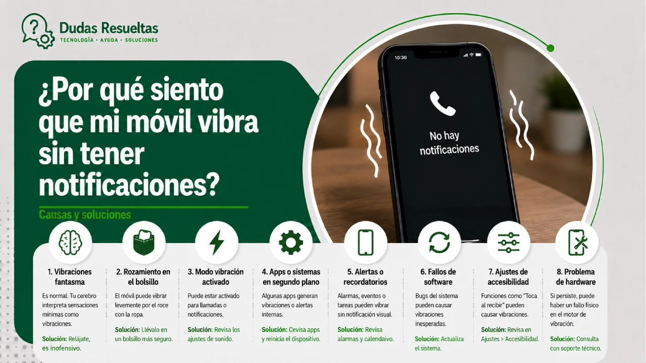 ¿Por qué siento que mi móvil vibra sin tener notificaciones?