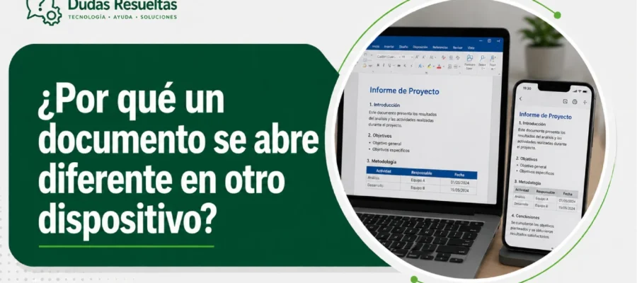 ¿Por qué un documento se abre diferente en otro dispositivo?
