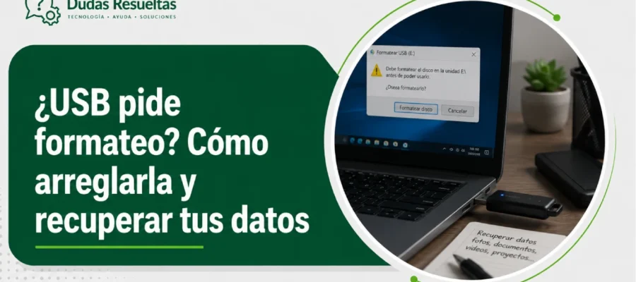 ¿USB pide formateo? Cómo arreglarla y recuperar tus datos