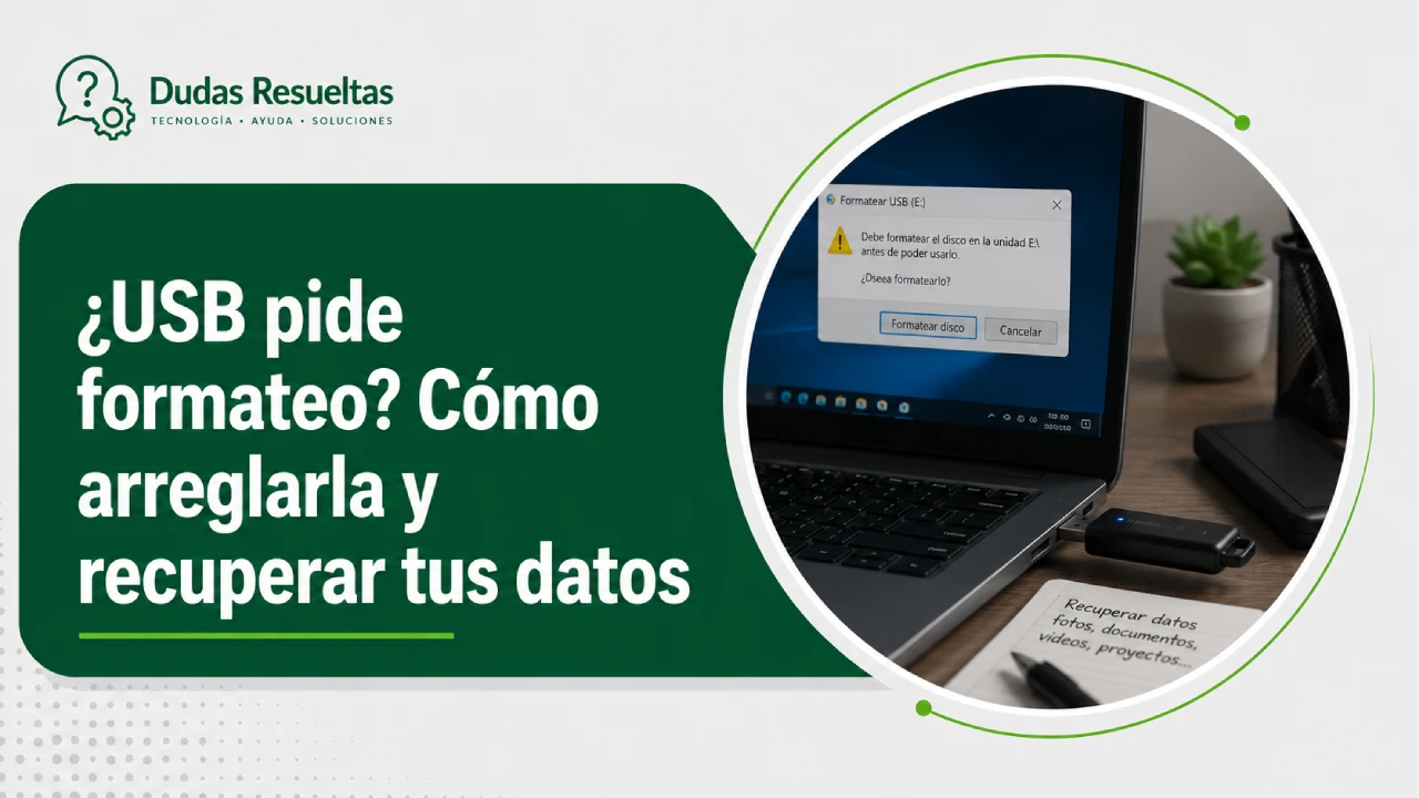 ¿USB pide formateo? Cómo arreglarla y recuperar tus datos